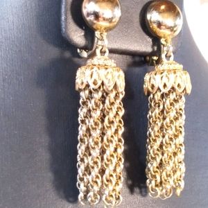 Rare MONET Tassel Clip On Earrings, Stunning!